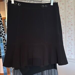 White House Black Market Black Trumpet Skirt with Ruffled High-Low Hem